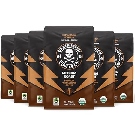 Death Wish Coffee, Medium Roast Whole Bean (10 oz, 6 pack)