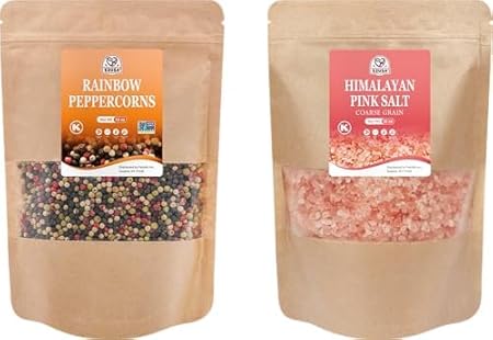 52USA Rainbow Peppercorn Blend 12oz + Himalayan Pink Salt Coarse 2 lb (Pack of 2), Kosher, Packed to Keep Pepper Fresh, Salt and Peppercorns for Grinder Refill