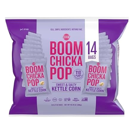 Angie's BOOMCHICKAPOP Sweet & Salty Kettle Corn Popcorn, Halloween Snack, 0.77 oz. Individual Bag, 14-Count