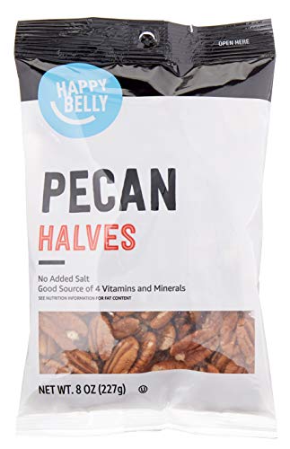 Amazon Brand - Happy Belly Pecan Halves, No Added Salt, 8 ounce (Pack of 1)