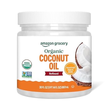 Amazon Grocery, Organic Refined Coconut Oil, 30 Fl Oz (Previously Amazon Fresh, Packaging May Vary)