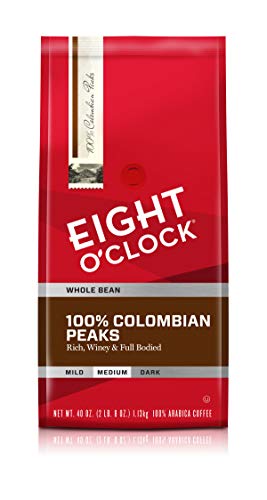 Eight O'Clock Whole Bean Coffee, Colombian Peaks, 40 Ounce