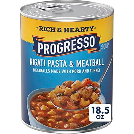 Progresso Rigati Pasta & Meatball Soup, Rich & Hearty Canned Soup, 18.5 oz