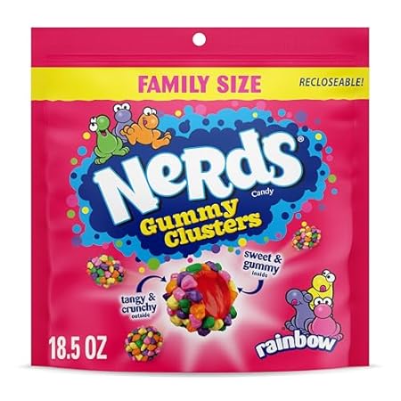 NERDS Gummy Clusters, Candy, Rainbow, Crunchy and Gummy, 18.5 oz