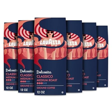 Lavazza Dolcevita Classico Ground Coffee 6 Bags of 12oz, Medium Roast, Rich and Full-bodied, Intensity 3/5, Arabica and Robusta, Ideal for Drip Brewers, (Pack of 6) - Package May Vary