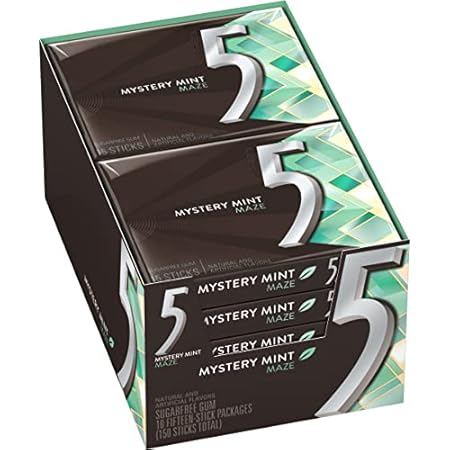 5 Gum Sweet Mint Sugar Free Chewing Gum Bulk, 15 Stick Box (Pack of 10)