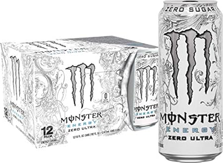 Monster Energy Zero Ultra, Sugar Free Energy Drink, 16 Ounce (Pack of 12)