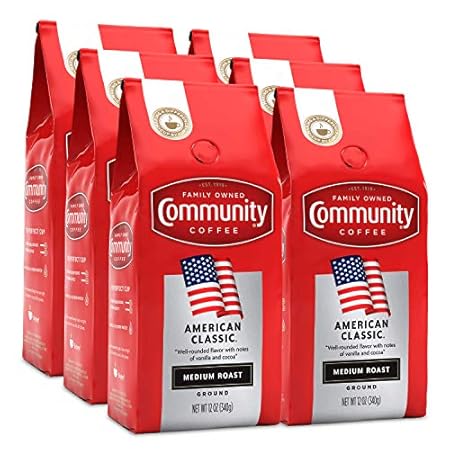 Community Coffee American Classic, 72 Ounces Ground Coffee, Medium Roast, 12 Ounce Bag (Pack of 6)
