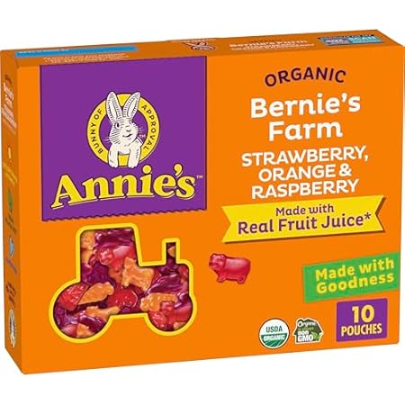 Annie's Organic Bernie's Farm Fruit Flavored Snacks, Gluten Free, 10 Pouches, 7 oz