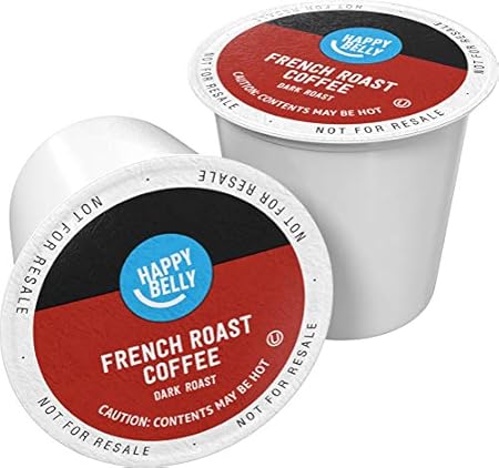 Amazon Brand - Happy Belly Dark Roast Coffee Pods, French Roast, Compatible with Keurig 2.0 K-Cup Brewers, 24 Count