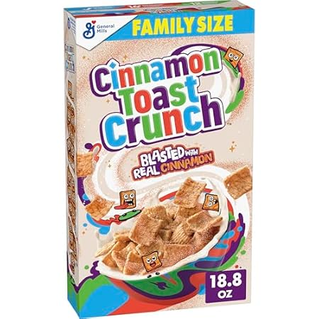 Cinnamon Toast Crunch Breakfast Cereal, Crispy Cinnamon Cereal, Family Size, 18.8 oz