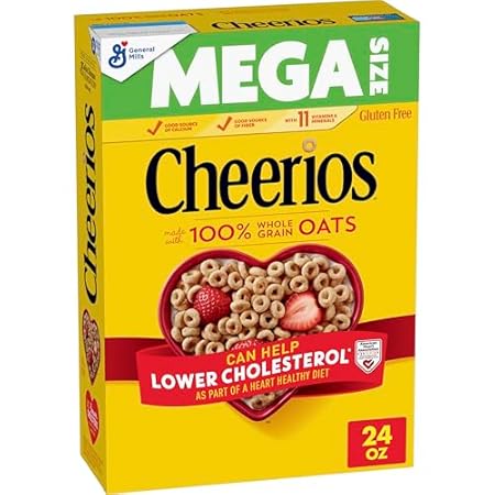 Cheerios, Heart Healthy Gluten Free Breakfast Cereal, Mega Size, 24 oz