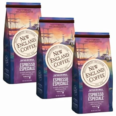 New England Coffee Espresso Especiale Dark Roast Ground Coffee, 10oz Bag (Pack of 3)