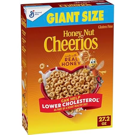 Honey Nut Cheerios, Heart Healthy Gluten Free Breakfast Cereal with Whole Grain Oats, Giant Size, 27.2 oz