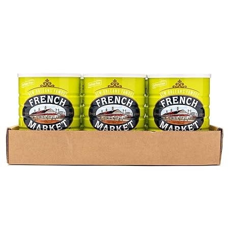 French Market 100% Pure Ground Dark Roast Chicory, Caffeine Free, 16oz Can (Pack of 6)