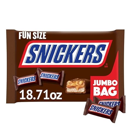 SNICKERS Fun Size Halloween Chocolate Candy Bars, 18.71 oz Jumbo Bulk Candy Bag