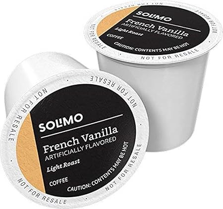 Amazon Brand - Solimo Light Roast Coffee Pods, French Vanilla Flavored, Compatible with Keurig 2.0 K-Cup Brewers, 100 Count