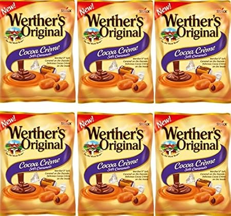 Werther's Original New Cocoa Creme Soft Caramels 2.22 Oz (Pack of 6)