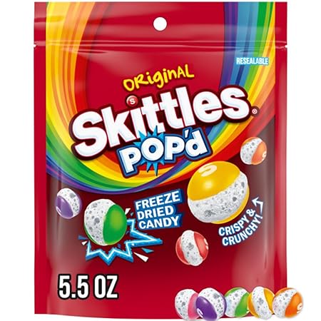SKITTLES POP'd Originals Freeze Dried Candy, Freeze Dried Snacks, 5.5 Oz Bag
