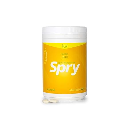 Spry Fresh Natural Xylitol Chewing Gum Dental Defense System - Aspartame-Free, Sugar-Free, Non-GMO, Gluten-Free (Fresh Fruit, 550 Count - Pack of 1)