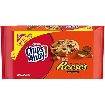 CHIPS AHOY! Chewy Chocolate Chip Cookies with Reese's Peanut Butter Cups, Family Size, 14.25 oz
