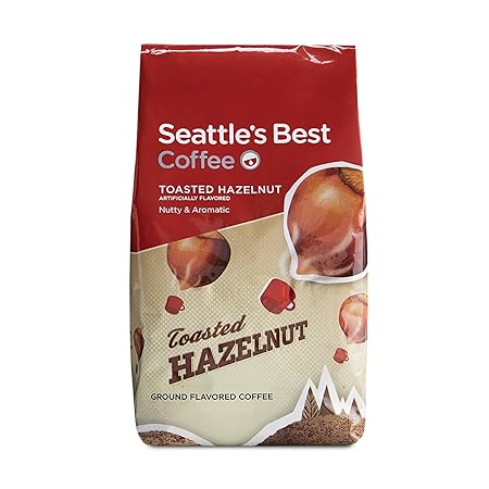Seattle's Best Coffee Toasted Hazelnut Flavored Medium Roast Ground Coffee | 11 Ounce Bags (Pack of 6)