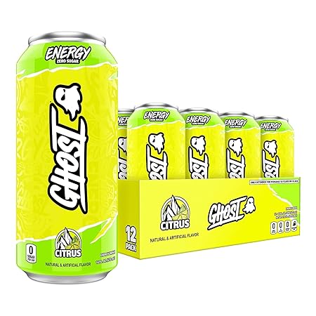 GHOST Energy Drink - 12-Pack, Citrus, 16oz Cans - Energy & Focus & No Artificial Colors - 200mg of Natural Caffeine, L-Carnitine & Taurine - Gluten-Free & Vegan