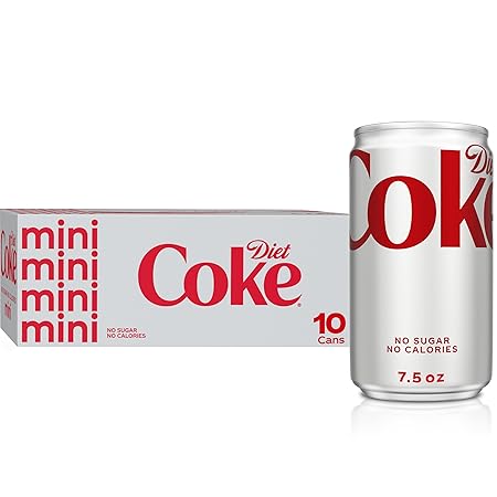 Diet Coke Fridge Pack Diet Soda, 7.5 fl oz Cans, 10 Pack - Mini Soda Soft Drinks