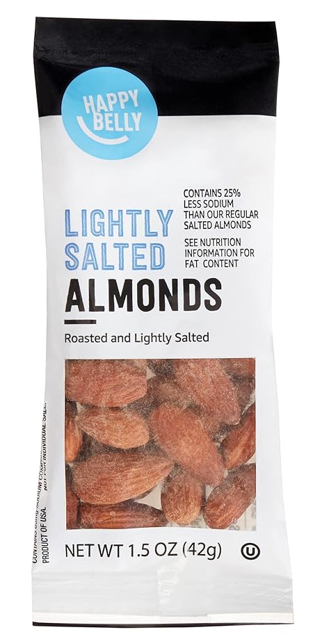 Amazon Brand - Happy Belly Almonds Multi-Pack, Roasted &Lightly Salted, 1.5 Ounce, 24 Count