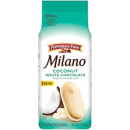 Pepperidge Farm Milano White Chocolate Coconut Flavored Cookies, 7 Oz Bag