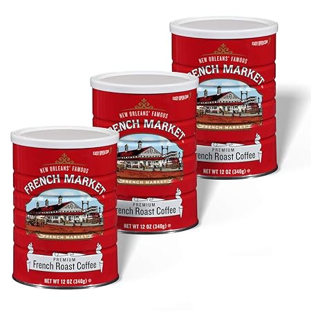 French Market French Roast Medium-Dark Roast Ground Coffee, 12oz Can (Pack of 3)