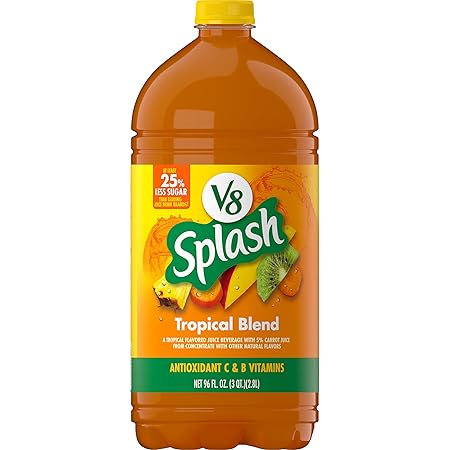 V8 Splash Tropical Fruit Blend Flavored Juice Beverage, 96 FL OZ Bottle