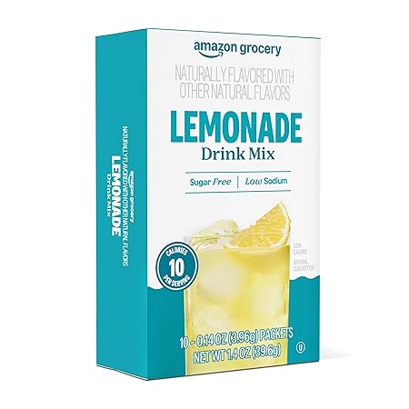 Amazon Grocery, Lemonade Drink Mix, 10 packets, 1.4 Oz (Previously Happy Belly, Packaging May Vary)