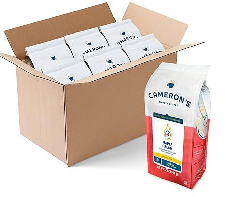 Cameron's Coffee Roasted Ground Coffee Bag, Maple Cream 12 Ounce, Pack of 6