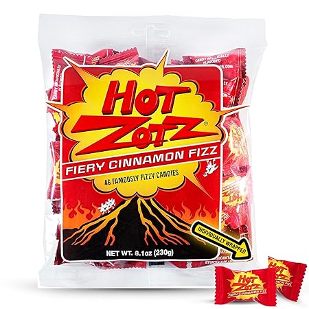 Zotz Fizzy Old Fashioned Hard Candy - Fiery Cinnamon Flavored Candy, Individually Wrapped and Filled Hard Candy - Gluten -Free, From Italy Since 1970 (Bag 46 Units)