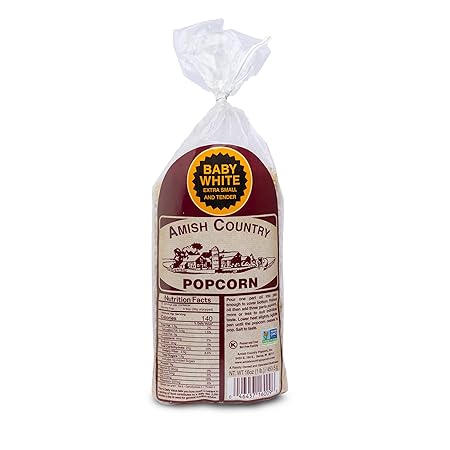 Amish Country Popcorn | 1 lb Bag | Baby White Popcorn Kernels | Old Fashioned, Non-GMO and Gluten Free (Baby White - 1 lb Bag)