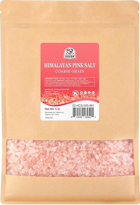 52USA Himalayan Pink Salt, Coarse Grain, 80 oz (5 Pound), Pink Himalayan Sea Salt, Sea Salt for Grinder Refill, Kosher Salt