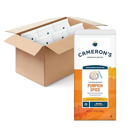 Cameron's Coffee Holiday Roasted Ground Coffee Bag, Flavored, Pumpkin Spice, 12 Ounce (Pack of 6)