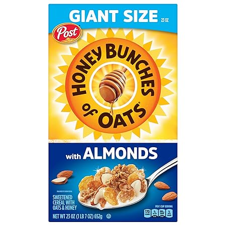 Honey Bunches of Oats with Almonds, Heart Healthy, Low Fat, made with Whole Grain Cereal, 23 Ounce