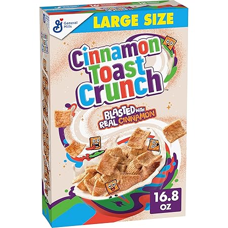 Cinnamon Toast Crunch Breakfast Cereal, Crispy Cinnamon Cereal, Large Size, 16.8 oz