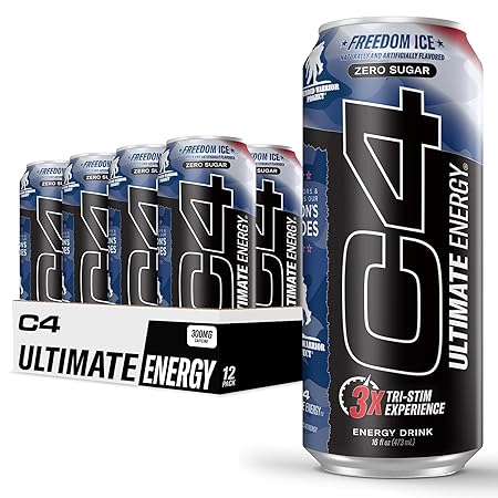 Cellucor C4 Ultimate x Wounded Warrior Project | Pre Workout Sugar Free Energy Drink | Tri-Stim Experience with 300mg Caffeine + TeaCrine + Dynamine | Freedom Ice | 16oz (Pack of 12)