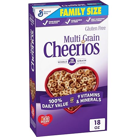 Multi Grain Cheerios, Heart Healthy Breakfast Cereal, Gluten Free, Family Size, 18 oz