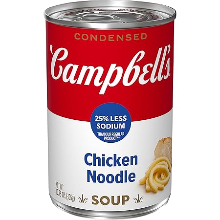 Campbell’s Condensed 25% Less Sodium Chicken Noodle Soup, 10.75 oz Can