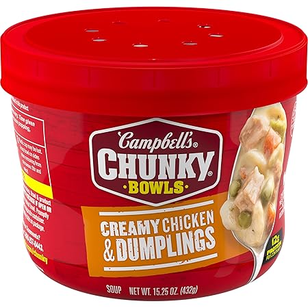Campbell’s Chunky Creamy Chicken and Dumplings Soup, 15.25 oz Bowl