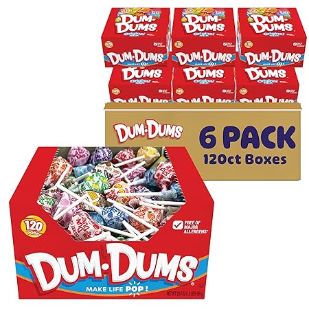 Dum Dums Original Candy Mix Variety Pack - All-Time Classic Flavors, Lollipops Individually Wrapped, Assorted Suckers for Bulk Halloween Candy - 720 Count