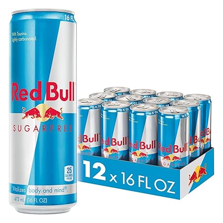 Red Bull Sugar Free Energy Drink with 151mg Caffeine plus Taurine & B Vitamins, 16 Fl Oz, Pack of 12 Cans