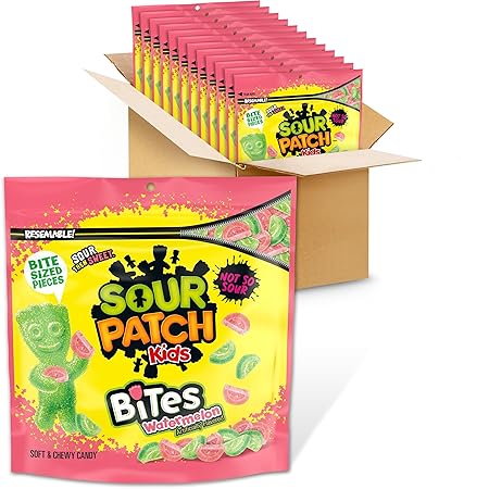 SOUR PATCH KIDS Bites Watermelon Soft & Chewy Candy, Bulk Candy, 12-12 oz Bags