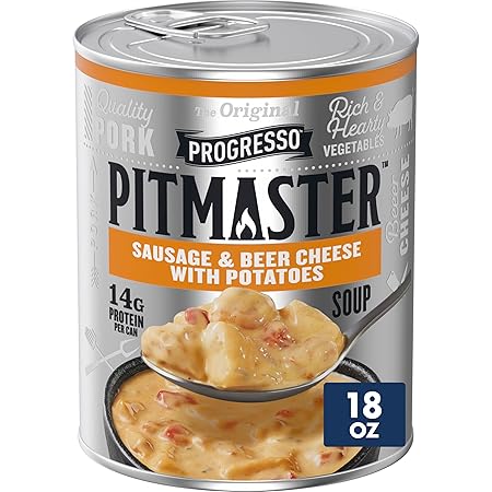 Progresso Pitmaster, Sausage and Beer Cheese with Potatoes, Canned Soup, 18 oz