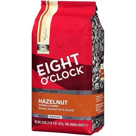 Eight O'Clock Coffee Hazelnut, Medium Roast, Ground Coffee, 22 Ounce (Pack of 1), 100% Arabica, Kosher Certified