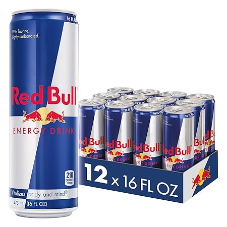 Red Bull Energy Drink with 151mg Caffeine plus Taurine & B Vitamins, 16 Fl Oz, Pack of 12 Cans
